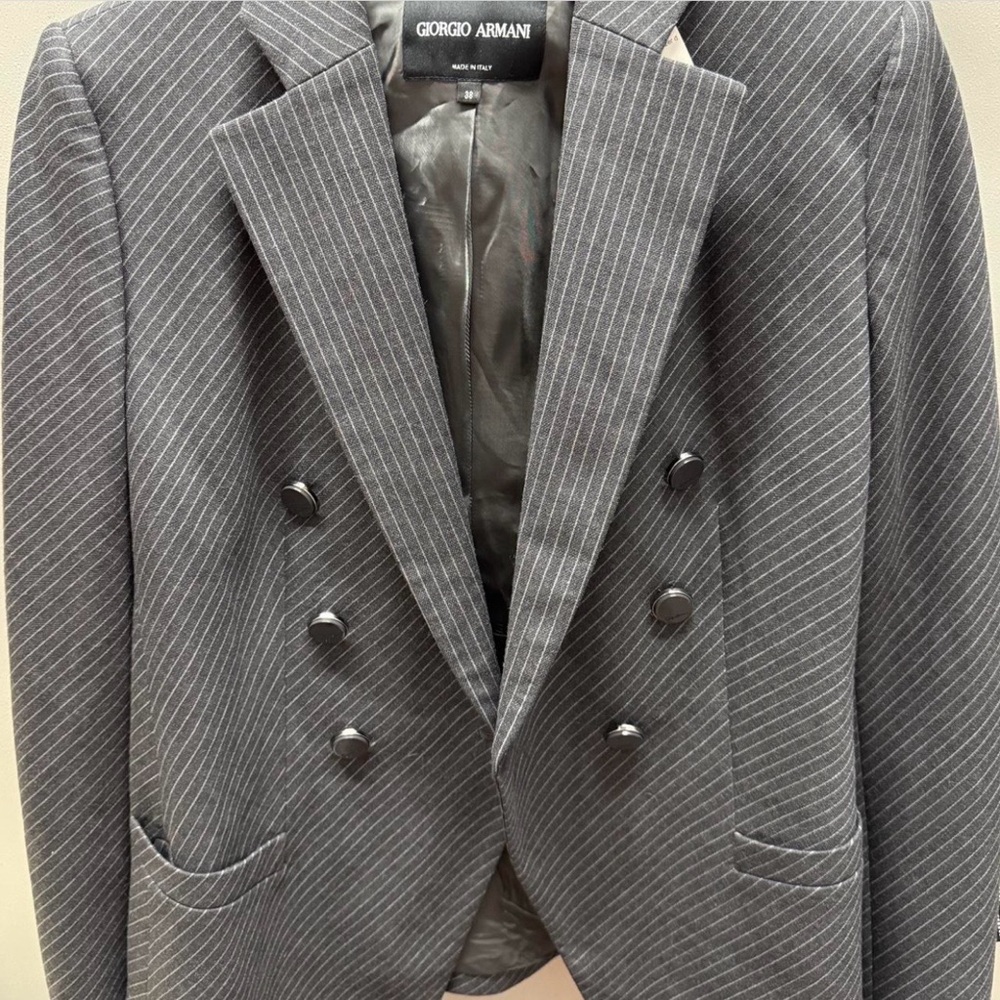 Giorgio Armani Gray Pinstripe Blazer